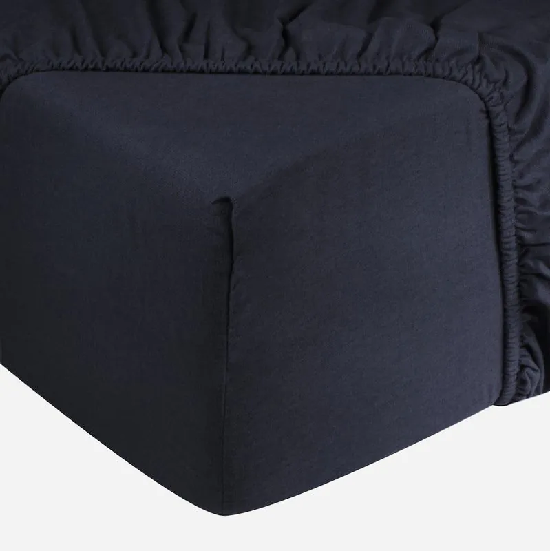 Lage Prijs DoubleDry Jersey Stretch Hoeslaken - 100% Katoen - Tweepersoons 140x200 cm - 25cm Matrasdikte - Rondom Elastiek - Navy