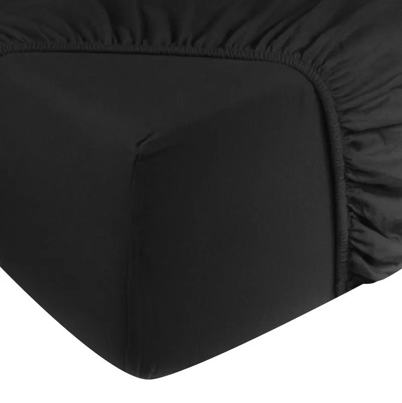 Beperkt Aanbod DoubleDry Jersey Stretch Hoeslaken - 100% Katoen - Tweepersoons 180x200 cm - 25cm Matrasdikte - Rondom Elastiek - Zwart