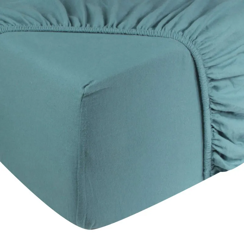DoubleDry Jersey Stretch Hoeslaken - 100% Katoen - Tweepersoons 180x200 cm - 25cm Matrasdikte - Rondom Elastiek - Petrol Populair