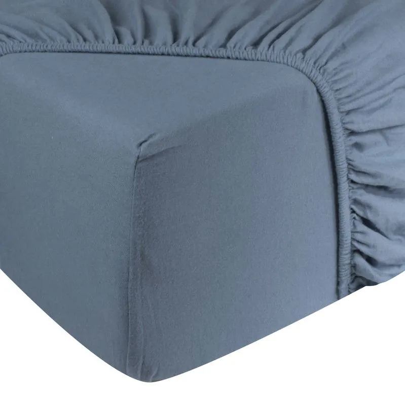 Finale Uitverkoop DoubleDry Jersey Stretch Hoeslaken - 100% Katoen - Tweepersoons 140x200 cm - 25cm Matrasdikte - Rondom Elastiek - Grijsblauw