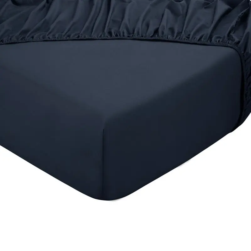 DoubleDry Hoeslaken 100% Natuurlijk Katoen - Eenpersoons 90x200 cm - Zacht & Ademend - Rondom Elastiek - Antracietblauw Nu Kopen