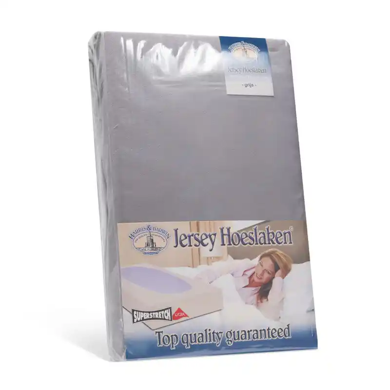 H&D Dubbel Jersey Hoeslaken - Grijs Eenpersoons 90x200cm - 100% Katoen - Hoge Hoek - Stretch - 100% Katoen Direct Verzonden