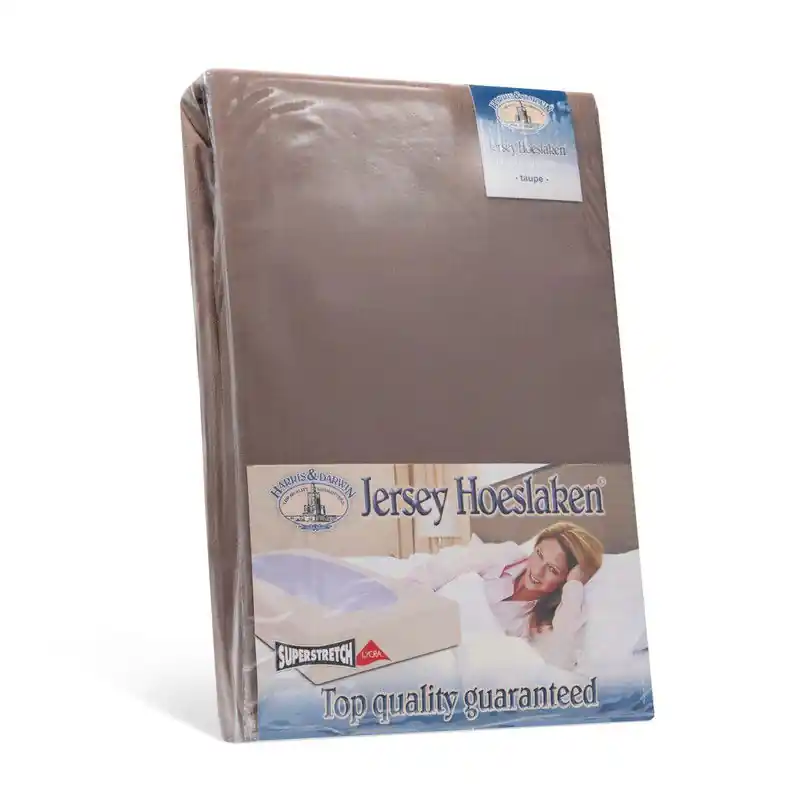 Plaats Bestelling H&D Dubbel Jersey Hoeslaken - Taupe Eenpersoons 90x200cm - 100% Katoen - Hoge Hoek - Stretch - 100% Katoen