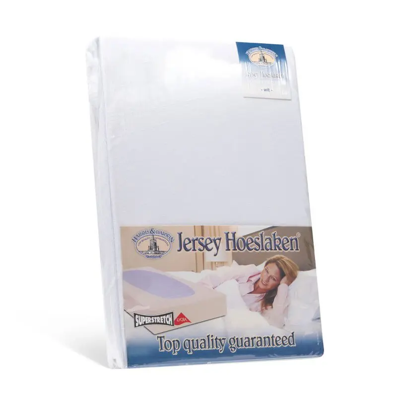 H&D Dubbel Jersey Hoeslaken - Wit Lits-jumeaux 180x200cm - 100% Katoen - Hoge Hoek - Stretch - 100% Katoen Wereldwijde Verzending