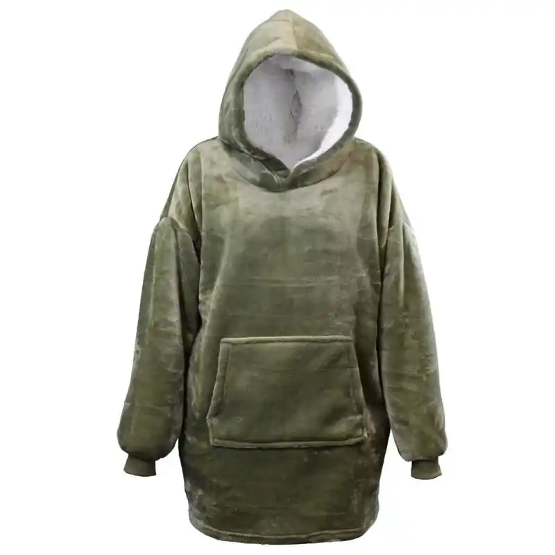 Oversized fleece hoodie diepgroen Merkproduct
