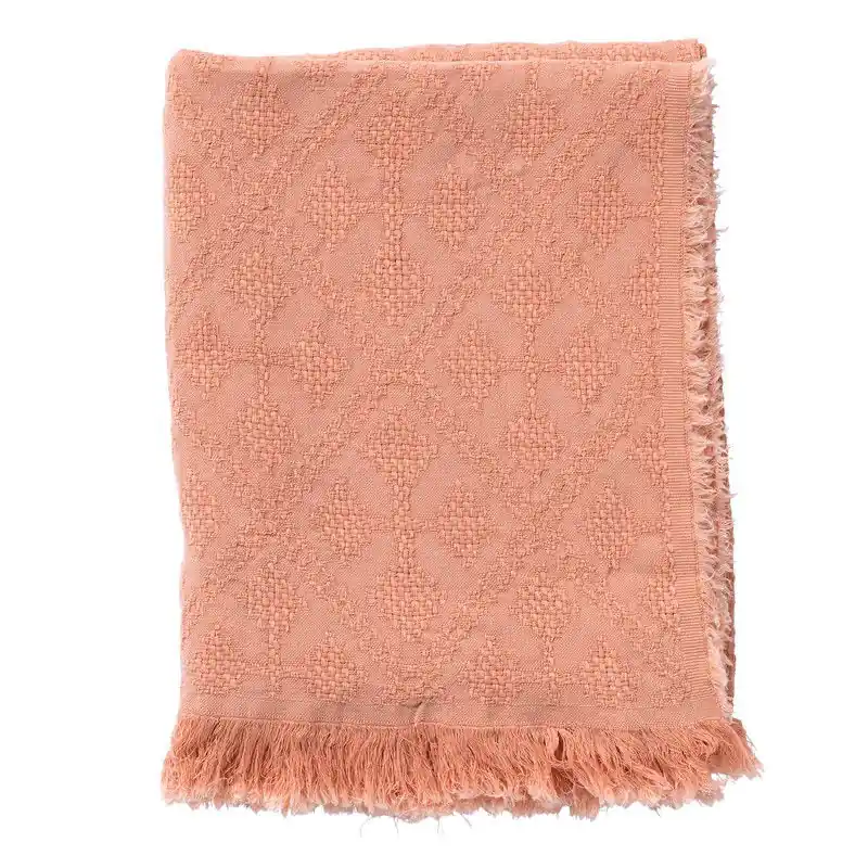 Budget Dutch Decor BELLE - plaid 130x180 cm - 100% katoen - geweven patroon - Muted Clay - roze - Dutch Decor