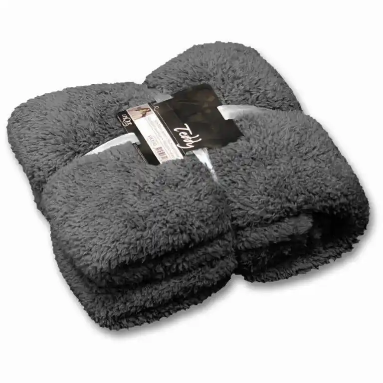 Koop Vandaag Plaid teddy 200x150 cm donkergrijs