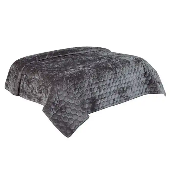Unique Living - Bedsprei Peggy 220x220cm dark grey Nieuw Model