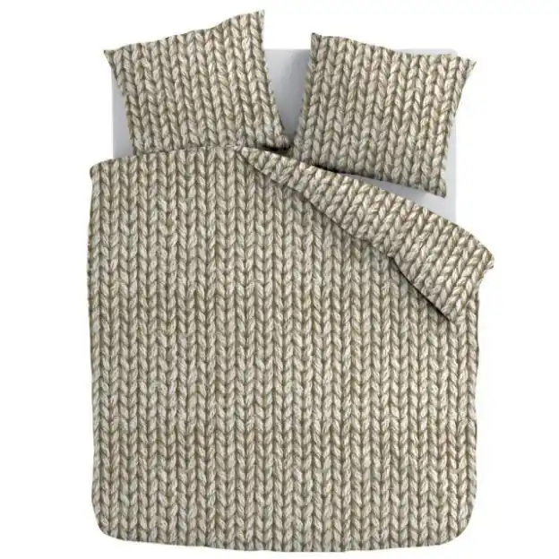 Cotton Rich Collection - Dekbedovertrek - Kabel - 200x200/220 - 2*60x70 cm - Zand Premium