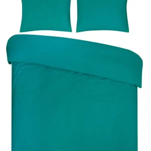 DoubleDry Dekbedovertrek 100% Natuurlijk Katoen - Tweepersoons 200x200/220 cm + 2 Kussenslopen - Ademend & Zacht - Zeegroen Nieuwe Collectie