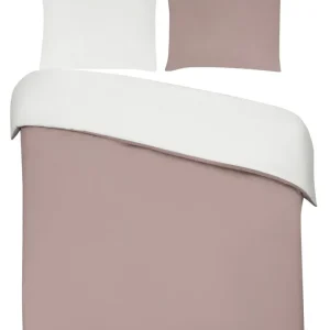 Betrouwbaar DoubleDry Dekbedovertrek 100% Percal Katoen - Eenpersoons 140x200/220 cm + 1 Kussensloop - Zacht, Ademend en Huidvriendelijk - Roze/Wit