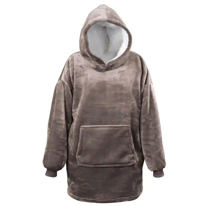 Oversized fleece hoodietaupe Favoriet