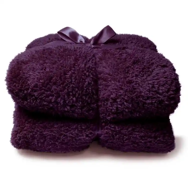 Unique Living - Plaid Teddy - 150x200cm - Dark Purple Trendy