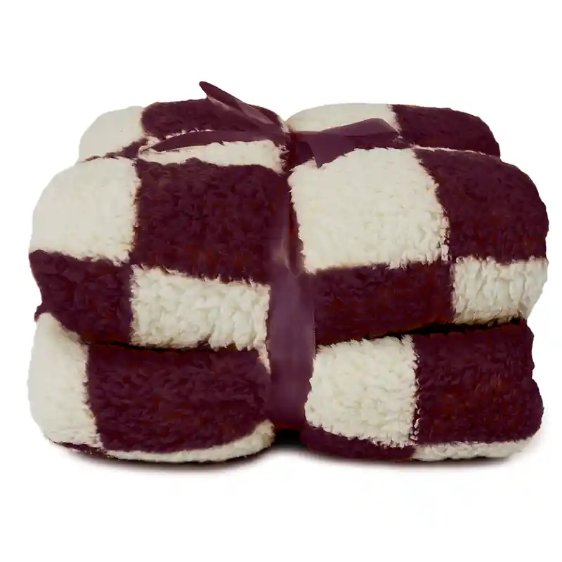 Unique Living - Plaid Check 150x200cm - Dove White/ Dark Purple Korting