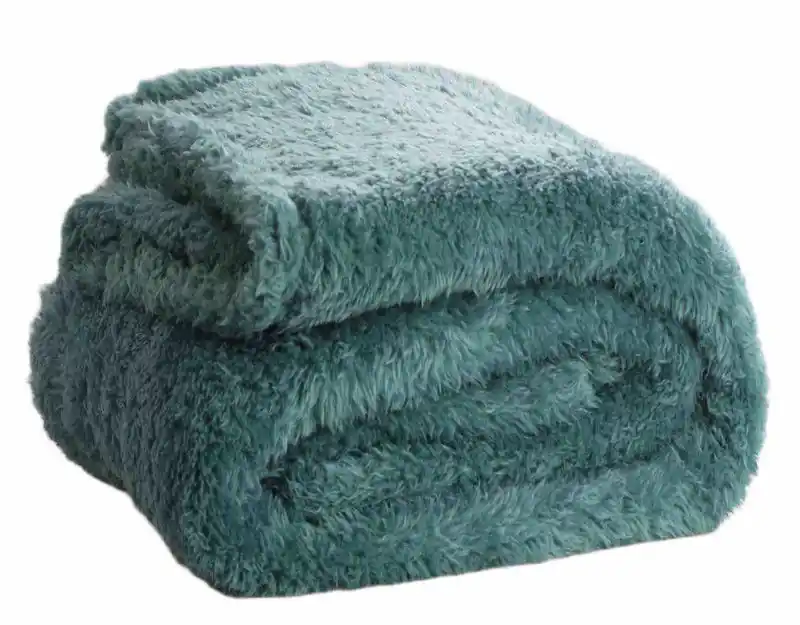 Koopje Teddy Fleece Deken - Ultrazacht - 130x170 - groen blauw