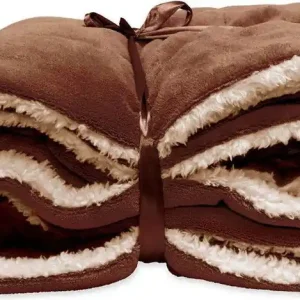 Exclusief Lars coral fleece/suede plaid rocky brown 150x200 cm