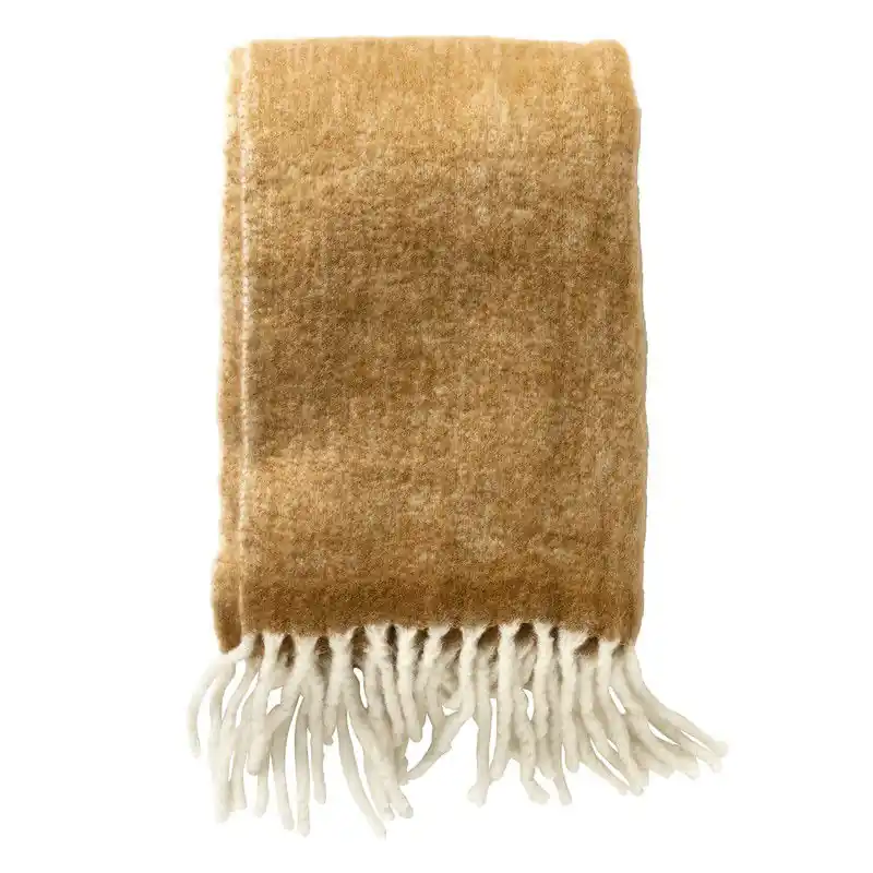 Voordeelprijs Dutch Decor LIBBE - Plaid 130x170 cm - Deken met wol en flosjes - superzacht - Tobacco Brown - bruin - Dutch Decor