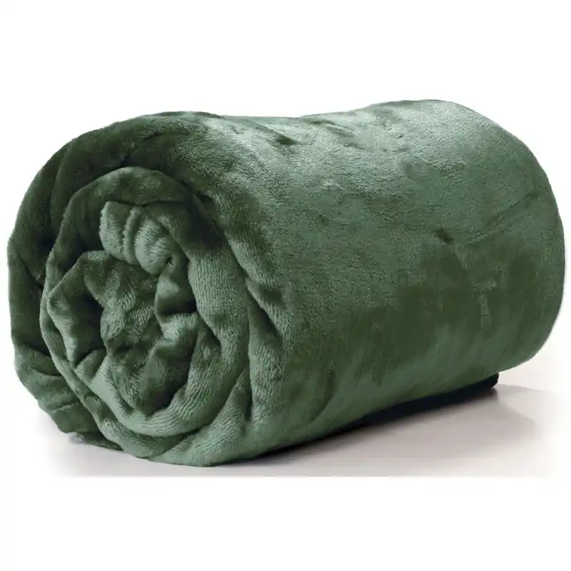 Flitsaanbieding Unique Living Plaid - fleece deken - pesto groen - 130 x 180 cm - Plaids