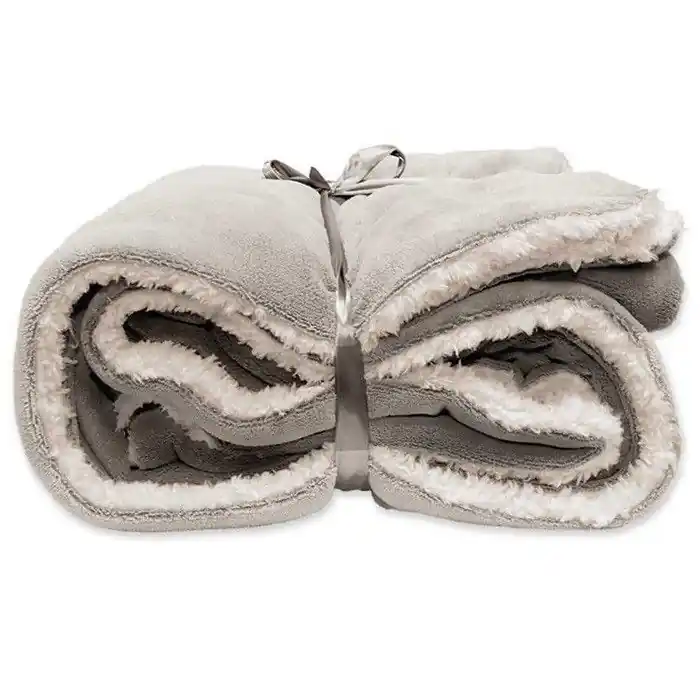 Unique Living | Lars coral fleece/suede plaid 150x200cm chateau grey Koopje