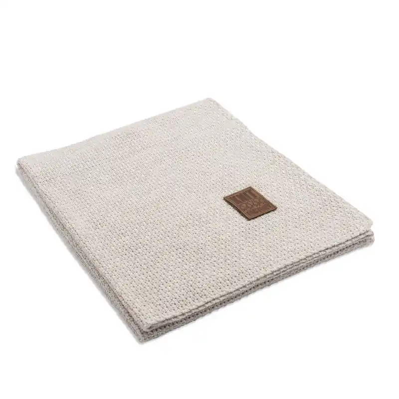 Exclusief Knit Factory Jesse Gebreid Plaid - Woondeken - Kleed - Beige - 160x130 cm