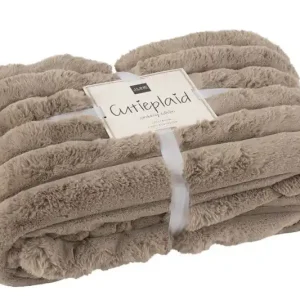 Weekendaanbieding J-Line - Plaid Large Corduroy Polyester Taupe - 180x130x2cm
