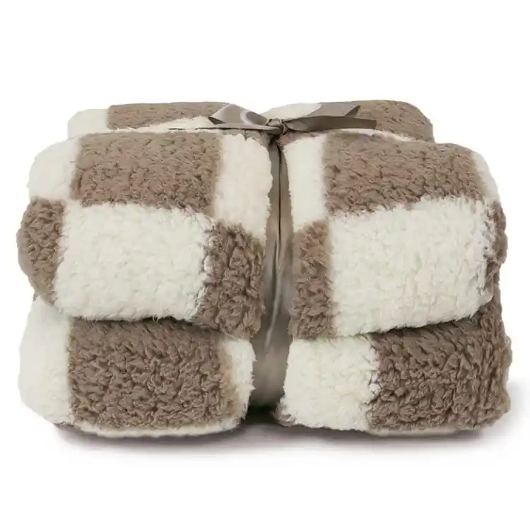 Unique Living - Plaid Check Taupe -150x200cm Gereduceerde Prijs
