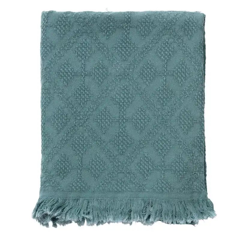 Ambachtelijk Dutch Decor BELLE - plaid 130x180 cm - 100% katoen - geweven patroon - Sagebrush Green - groen - Dutch Decor
