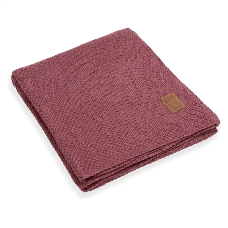 Populair Knit Factory Jesse Gebreid Plaid XL - Woondeken - Kleed - Stone Red - 195x225 cm