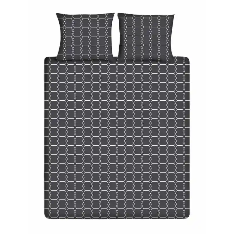 Ten Cate Katoenen Dekbedovertrek - 240x200/220 cm - Graphic Gray - Antraciet Actieprijs
