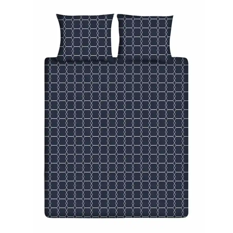 Gratis Verzending Ten Cate Katoenen Dekbedovertrek - 200x200/220 cm - Graphic Navy - Marine Blauw
