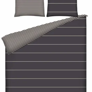 Ten Cate Katoenen Tweepersoons Dekbedovertrek - 200x200/220 - Rima Grijs Speciale Aanbieding