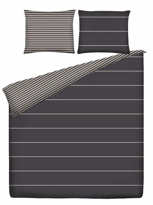 Ten Cate Katoenen Tweepersoons Dekbedovertrek - 200x200/220 - Rima Grijs Speciale Aanbieding