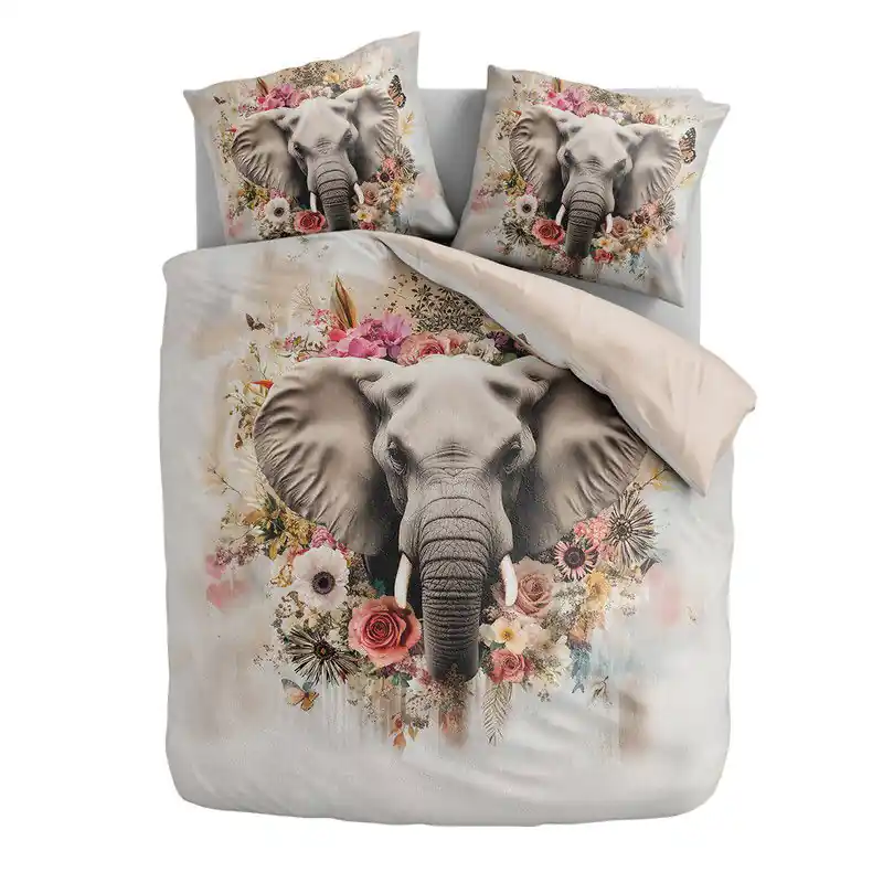 Budget Zydante® Dekbedovertrek Printed 240x200/220cm – Tusks & Petals – met 2 Kussensloop