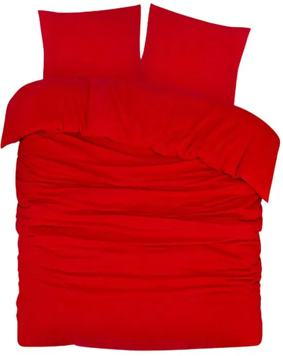DoubleDry Dekbedovertrek Flanel 100% Zacht Katoen - Eenpersoons 140x200/220 cm + 1 Kussensloop - Ademend & Huidvriendelijk - Fel Rood Gratis Verzending