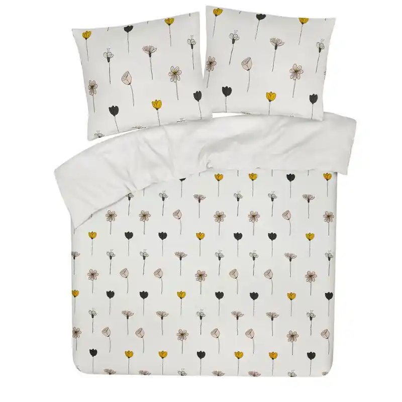 Dagaanbieding DoubleDry Dekbedovertrek My Design 100% katoen - Eenpersoons 140x200 cm + 1 Kussensloop - bloem vrolijk